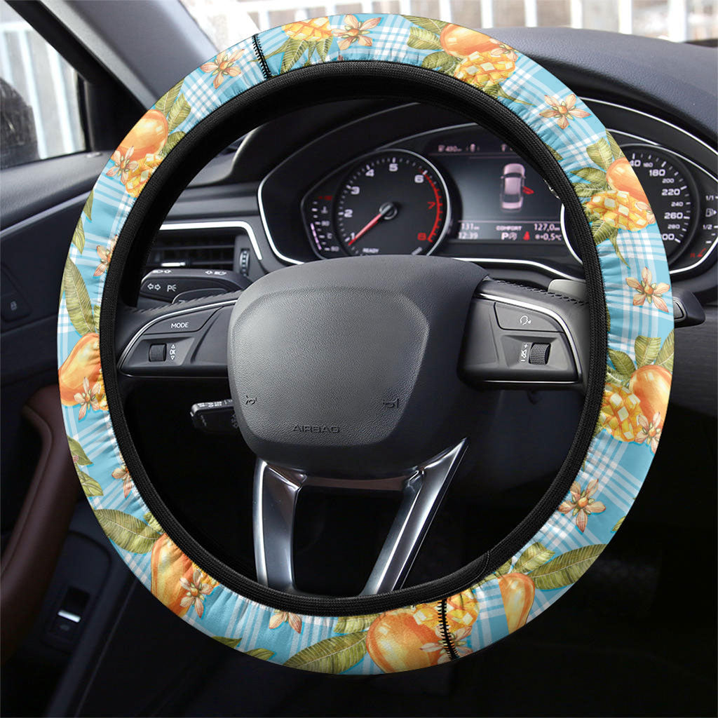 Vintage Hawaii Mango Steering Wheel Cover Blue Hawaiian Palaka LT05 - Polynesian Pride