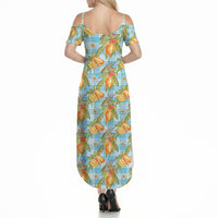 Vintage Hawaii Mango Summer Maxi Dress Blue Hawaiian Palaka LT05 - Polynesian Pride