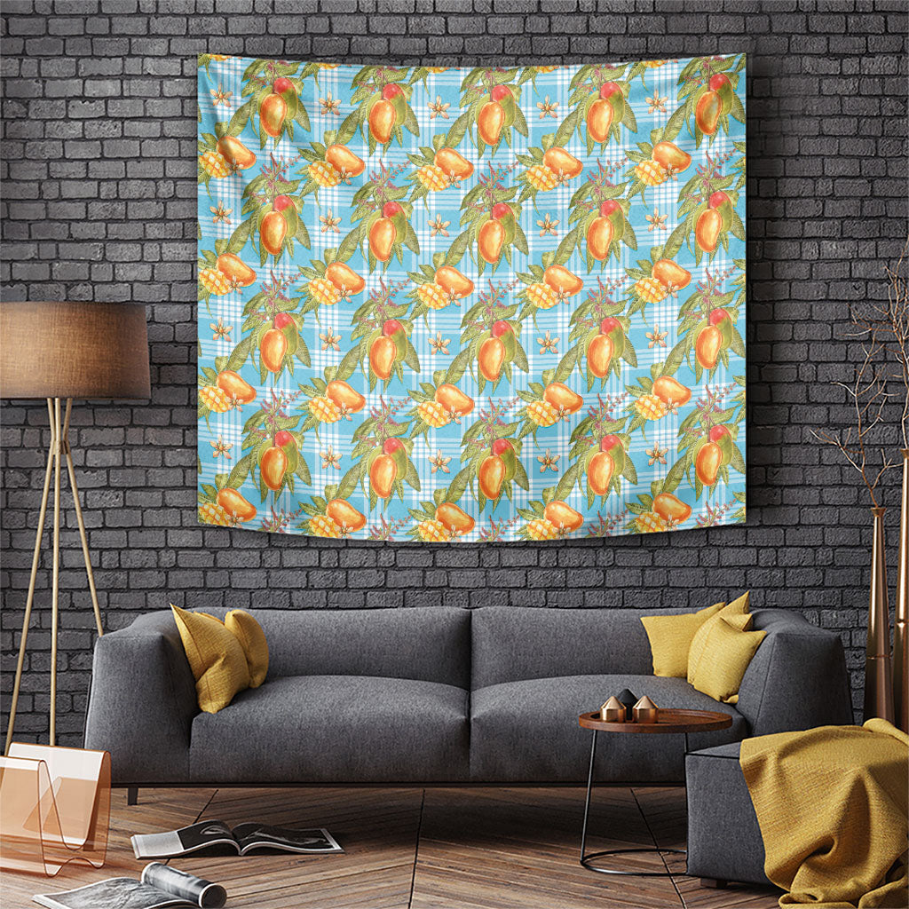 Vintage Hawaii Mango Tapestry Blue Hawaiian Palaka LT05 Blue - Polynesian Pride