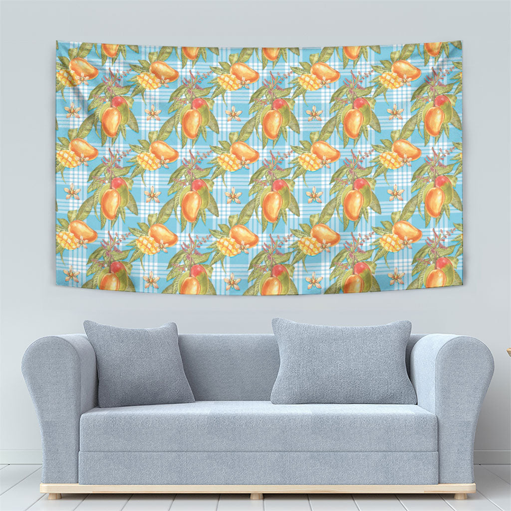 Vintage Hawaii Mango Tapestry Blue Hawaiian Palaka LT05 - Polynesian Pride