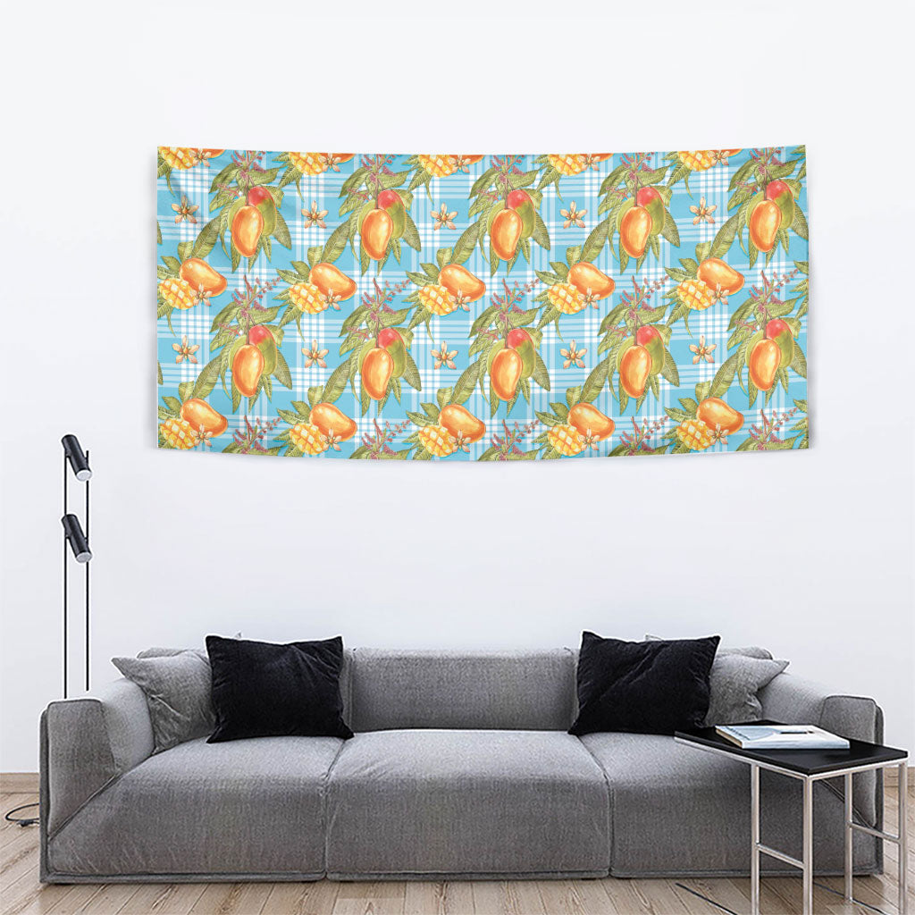 Vintage Hawaii Mango Tapestry Blue Hawaiian Palaka LT05 - Polynesian Pride
