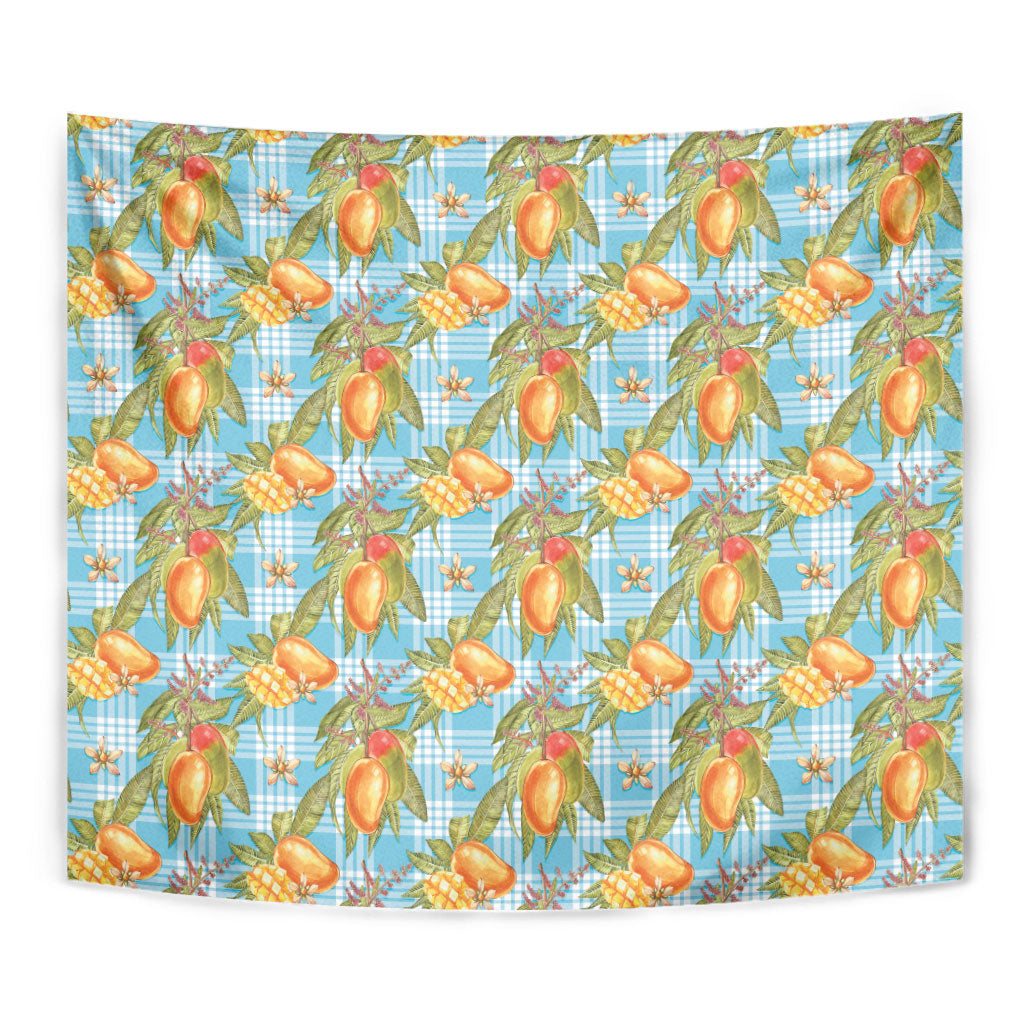 Vintage Hawaii Mango Tapestry Blue Hawaiian Palaka LT05 - Polynesian Pride