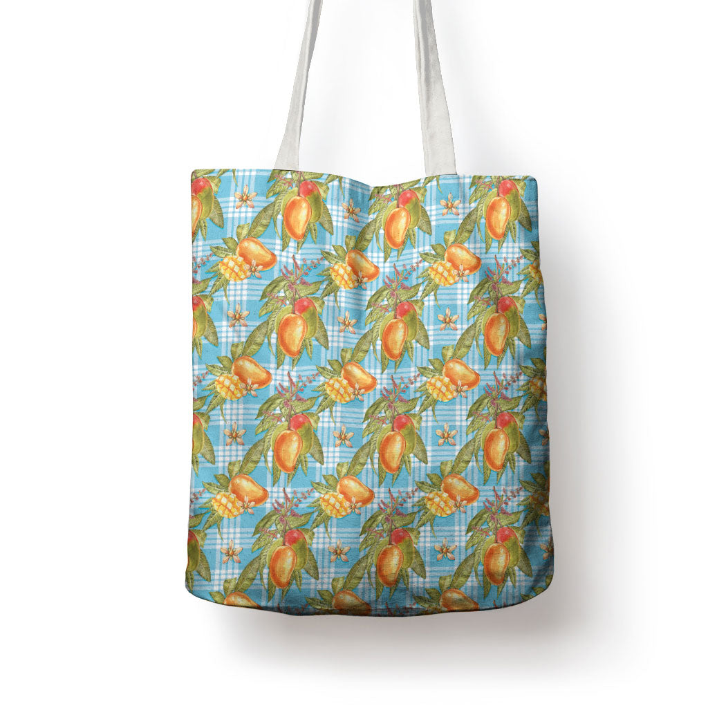 Vintage Hawaii Mango Tote Bag Blue Hawaiian Palaka LT05 - Polynesian Pride