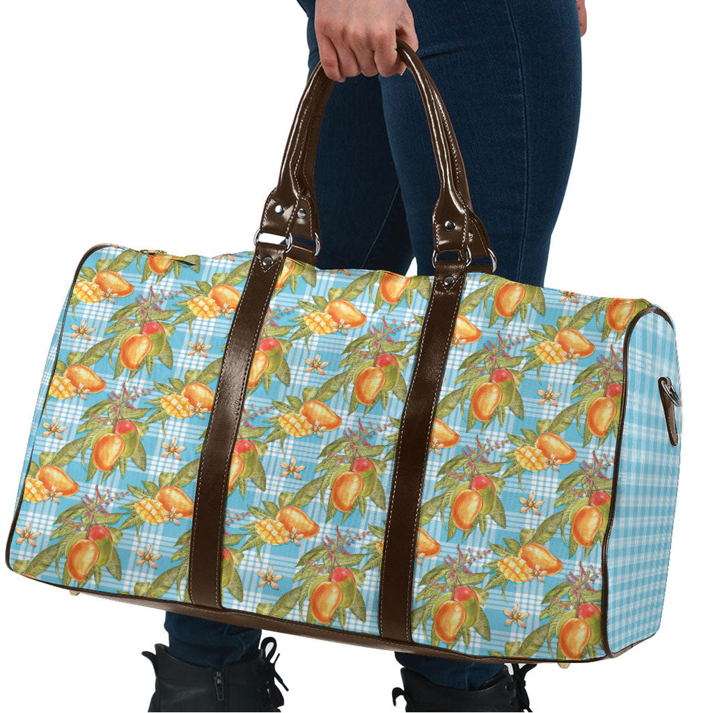Vintage Hawaii Mango Travel Bag Blue Hawaiian Palaka LT05 - Polynesian Pride