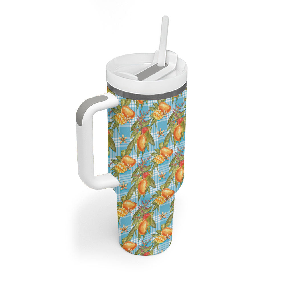 Vintage Hawaii Mango Tumbler With Handle Blue Hawaiian Palaka LT05 - Polynesian Pride