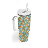 Vintage Hawaii Mango Tumbler With Handle Blue Hawaiian Palaka LT05 - Polynesian Pride