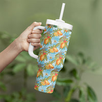 Vintage Hawaii Mango Tumbler With Handle Blue Hawaiian Palaka LT05 - Polynesian Pride