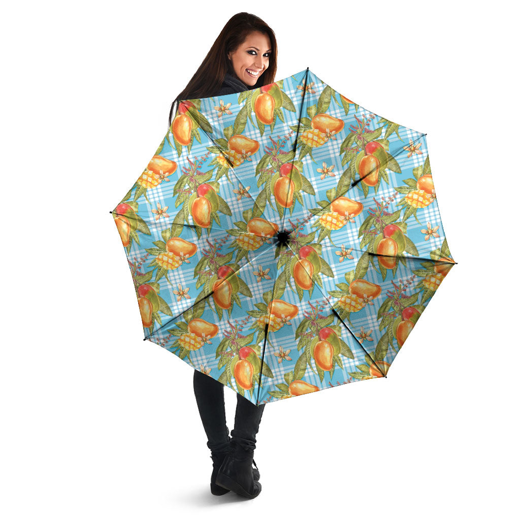Vintage Hawaii Mango Umbrella Blue Hawaiian Palaka LT05 - Polynesian Pride
