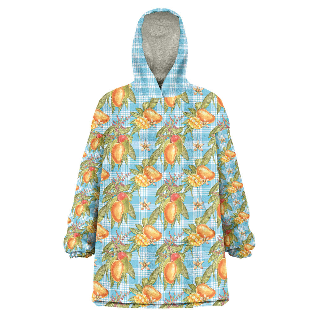 Vintage Hawaii Mango Wearable Blanket Hoodie Blue Hawaiian Palaka LT05 One Size Blue - Polynesian Pride