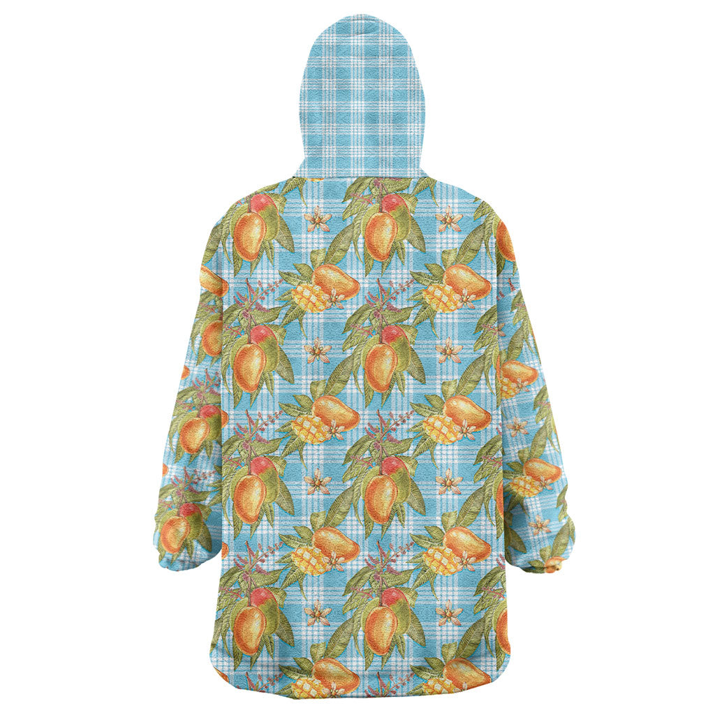 Vintage Hawaii Mango Wearable Blanket Hoodie Blue Hawaiian Palaka LT05 - Polynesian Pride