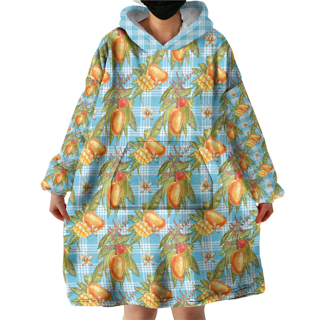Vintage Hawaii Mango Wearable Blanket Hoodie Blue Hawaiian Palaka LT05 - Polynesian Pride