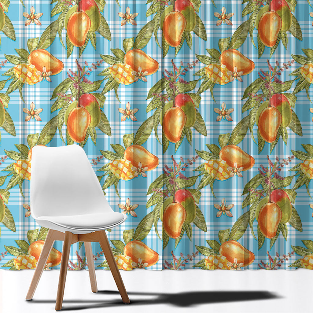 Vintage Hawaii Mango Window Curtain Blue Hawaiian Palaka LT05 - Polynesian Pride