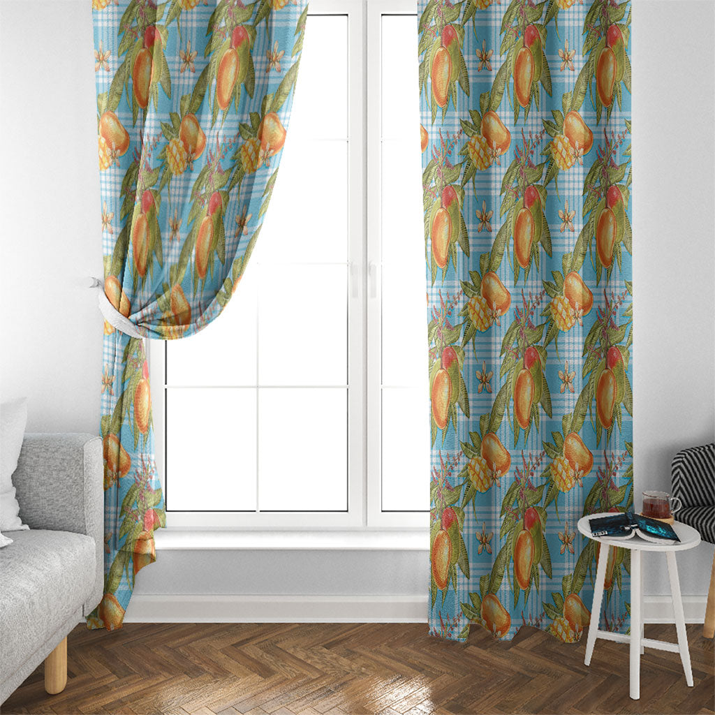 Vintage Hawaii Mango Window Curtain Blue Hawaiian Palaka LT05 - Polynesian Pride