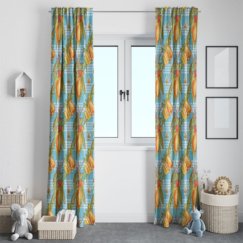 Vintage Hawaii Mango Window Curtain Blue Hawaiian Palaka LT05 - Polynesian Pride