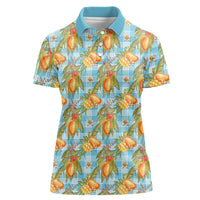 Vintage Hawaii Mango Women Polo Shirt Blue Hawaiian Palaka LT05 Female Blue - Polynesian Pride