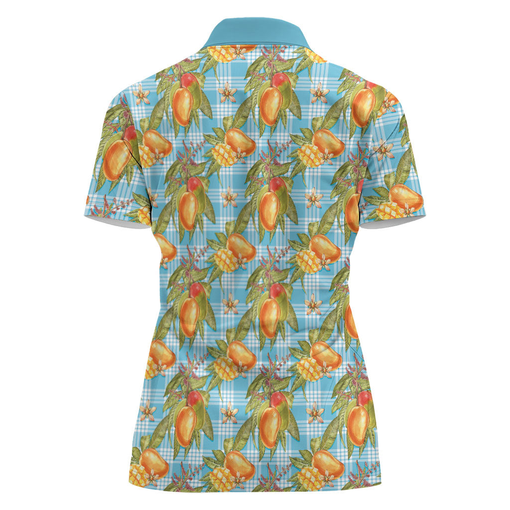 Vintage Hawaii Mango Women Polo Shirt Blue Hawaiian Palaka LT05 - Polynesian Pride
