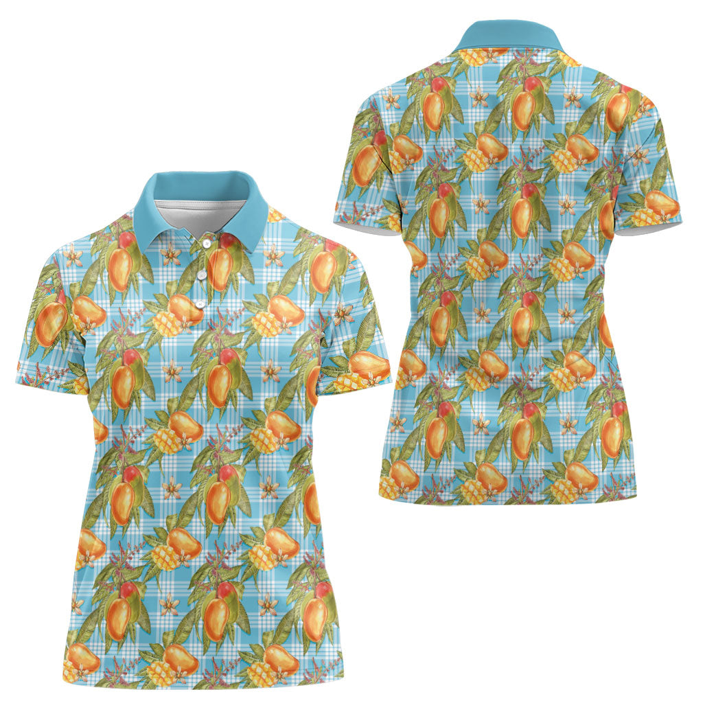 Vintage Hawaii Mango Women Polo Shirt Blue Hawaiian Palaka LT05 - Polynesian Pride