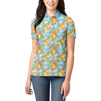 Vintage Hawaii Mango Women Polo Shirt Blue Hawaiian Palaka LT05 - Polynesian Pride