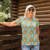 Vintage Hawaii Mango Women Polo Shirt Blue Hawaiian Palaka LT05 - Polynesian Pride