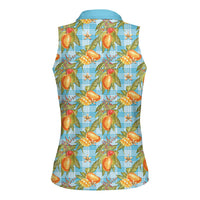 Vintage Hawaii Mango Women Sleeveless Polo Shirt Blue Hawaiian Palaka LT05 - Polynesian Pride