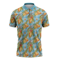 Vintage Hawaii Mango Zipper Polo Shirt Blue Hawaiian Palaka LT05 Blue - Polynesian Pride