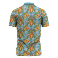 Vintage Hawaii Mango Zipper Polo Shirt Blue Hawaiian Palaka LT05 - Polynesian Pride