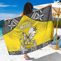 Happy Niue Constitution Day Sarong Niuean Crab Hiapo Pattern Yellow Version LT05 One Size 44 x 66 inches Yellow - Polynesian Pride