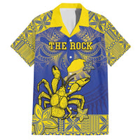 Personalised Niue The Rock Family Matching Summer Maxi Dress and Hawaiian Shirt Niuean Crab Hiapo Pattern Blue Version LT05 Dad's Shirt - Short Sleeve Blue - Polynesian Pride