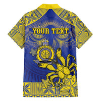Personalised Niue The Rock Family Matching Tank Maxi Dress and Hawaiian Shirt Niuean Crab Hiapo Pattern Blue Version LT05 - Polynesian Pride