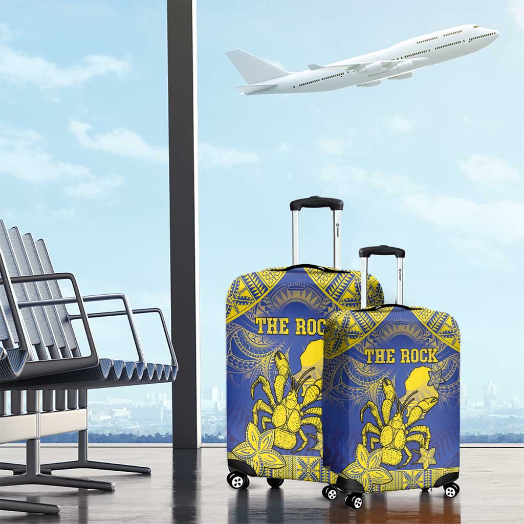 Niue The Rock Luggage Cover Niuean Crab Hiapo Pattern Blue Version