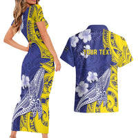 Personalised Nauru 92nd Anniversary Of Angam Couples Matching Short Sleeve Bodycon Dress and Hawaiian Shirt Polynesian Whale Pattern LT05 - Polynesian Pride