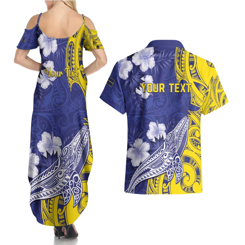 Personalised Nauru 92nd Anniversary Of Angam Couples Matching Summer Maxi Dress and Hawaiian Shirt Polynesian Whale Pattern LT05 - Polynesian Pride