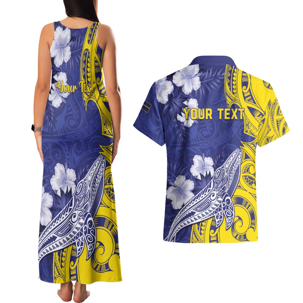 Personalised Nauru 92nd Anniversary Of Angam Couples Matching Tank Maxi Dress and Hawaiian Shirt Polynesian Whale Pattern LT05 - Polynesian Pride