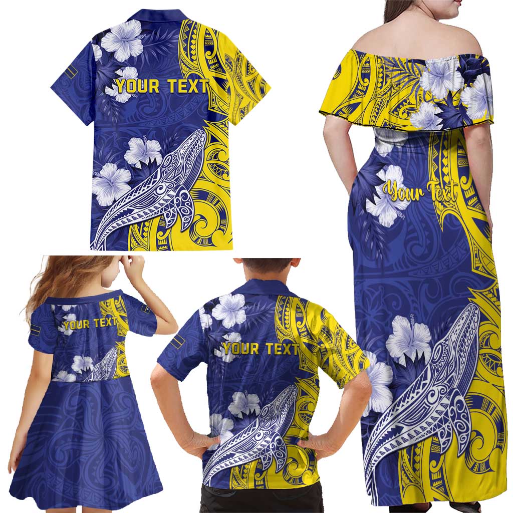 Personalised Nauru 92nd Anniversary Of Angam Family Matching Off Shoulder Maxi Dress and Hawaiian Shirt Polynesian Whale Pattern LT05 - Polynesian Pride