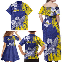 Personalised Nauru 92nd Anniversary Of Angam Family Matching Off Shoulder Maxi Dress and Hawaiian Shirt Polynesian Whale Pattern LT05 - Polynesian Pride