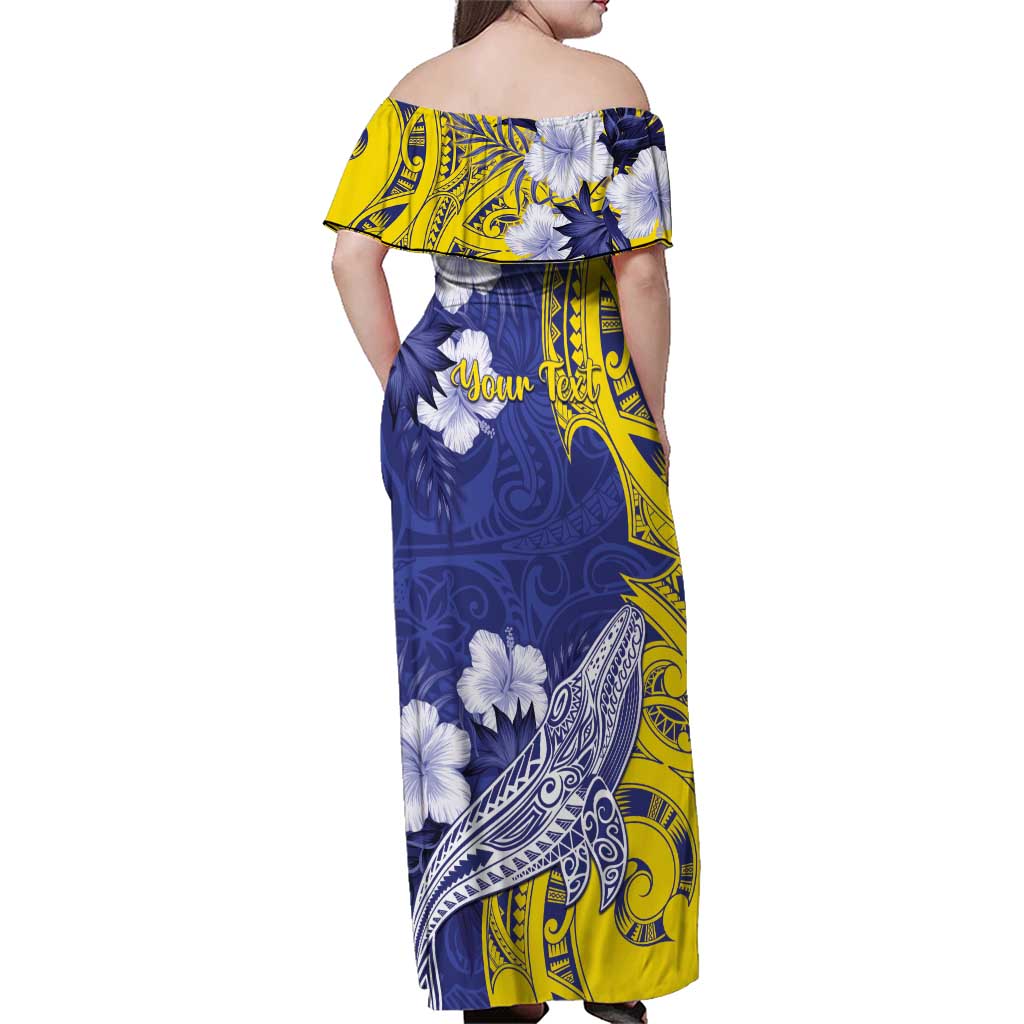 Personalised Nauru 92nd Anniversary Of Angam Family Matching Off Shoulder Maxi Dress and Hawaiian Shirt Polynesian Whale Pattern LT05 - Polynesian Pride