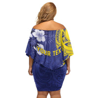 Personalised Nauru 92nd Anniversary Of Angam Family Matching Off Shoulder Short Dress and Hawaiian Shirt Polynesian Whale Pattern LT05 - Polynesian Pride