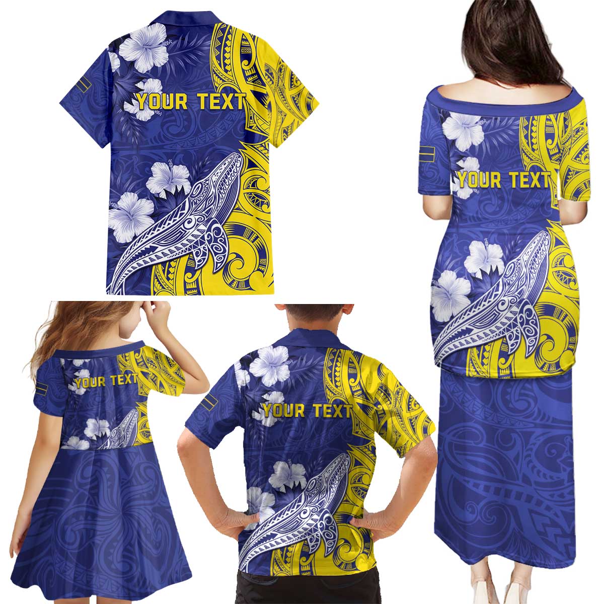 Personalised Nauru 92nd Anniversary Of Angam Family Matching Puletasi and Hawaiian Shirt Polynesian Whale Pattern LT05 - Polynesian Pride