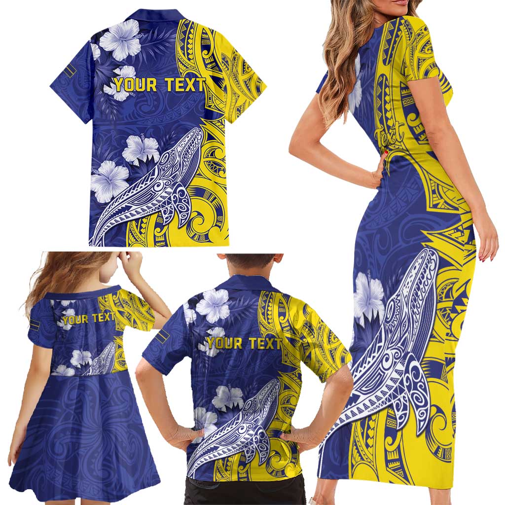 Personalised Nauru 92nd Anniversary Of Angam Family Matching Short Sleeve Bodycon Dress and Hawaiian Shirt Polynesian Whale Pattern LT05 - Polynesian Pride