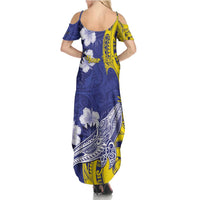 Personalised Nauru 92nd Anniversary Of Angam Family Matching Summer Maxi Dress and Hawaiian Shirt Polynesian Whale Pattern LT05 - Polynesian Pride