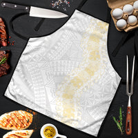 Niue White Sunday Apron Niuean Hiapo With Puakenikeni Lei