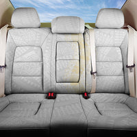 Niue White Sunday Back Car Seat Cover Niuean Hiapo With Puakenikeni Lei LT05 One Size White - Polynesian Pride