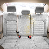 Niue White Sunday Back Car Seat Cover Niuean Hiapo With Puakenikeni Lei LT05 - Polynesian Pride