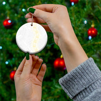Niue White Sunday Ceramic Ornament Niuean Hiapo With Puakenikeni Lei LT05 - Polynesian Pride