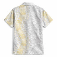 Niue White Sunday Hawaiian Shirt Niuean Hiapo With Puakenikeni Lei LT05 - Polynesian Pride