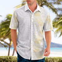 Niue White Sunday Hawaiian Shirt Niuean Hiapo With Puakenikeni Lei LT05 - Polynesian Pride