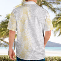 Niue White Sunday Hawaiian Shirt Niuean Hiapo With Puakenikeni Lei LT05 - Polynesian Pride