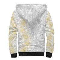 Niue White Sunday Sherpa Hoodie Niuean Hiapo With Puakenikeni Lei LT05 - Polynesian Pride
