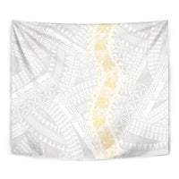 Niue White Sunday Tapestry Niuean Hiapo With Puakenikeni Lei