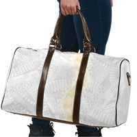 Niue White Sunday Travel Bag Niuean Hiapo With Puakenikeni Lei LT05 - Polynesian Pride